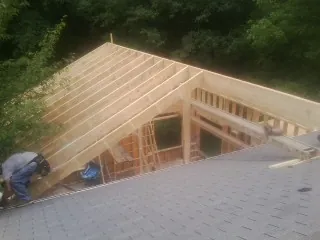 Framing a new roof addition that ties into an existing shingle roof in Richlandtown